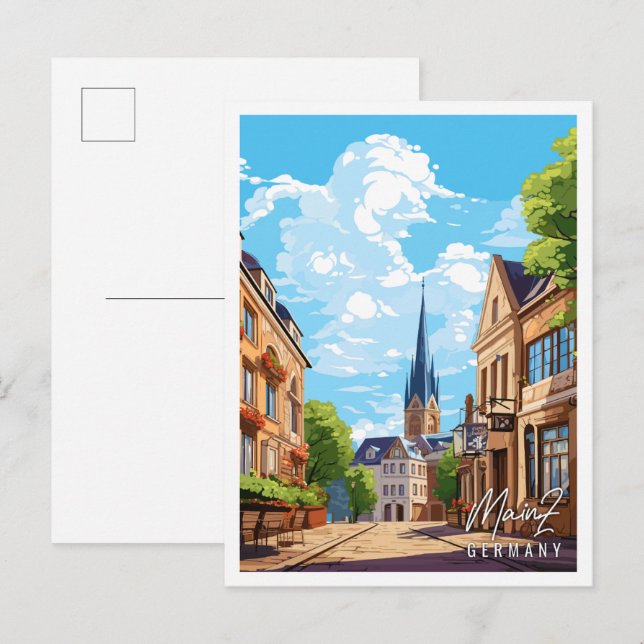 Mainz Germany vintage travel illustration Postcard (Front/Back)