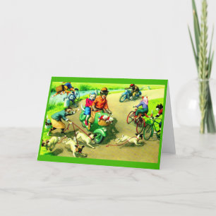 Mainzer cats on motorcycles and bikes card