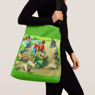 Mainzer cats on motorcycles and bikes crossbody bag