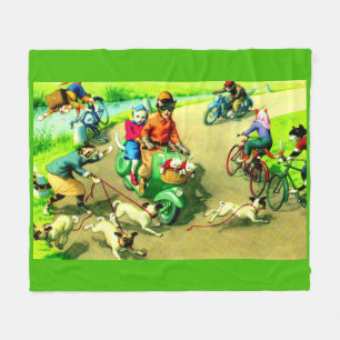 Mainzer cats on motorcycles and bikes fleece blanket