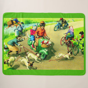 Mainzer cats on motorcycles and bikes sherpa blanket