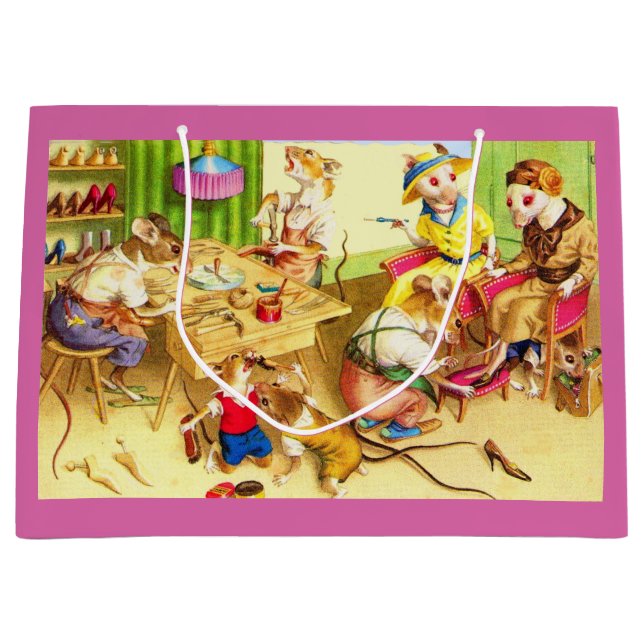 Mainzer mice cobblers and shoe store print large gift bag (Front)