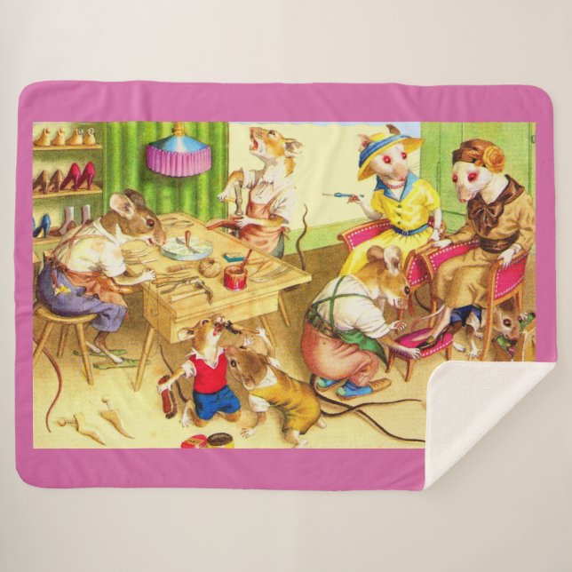 Mainzer mice cobblers and shoe store print sherpa blanket (Front (Horizontal))