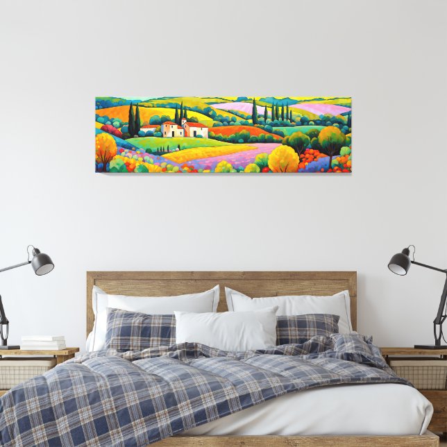 “Maisons Provençales” Wide Landscape Provence Canvas Print (Insitu(Bedroom))