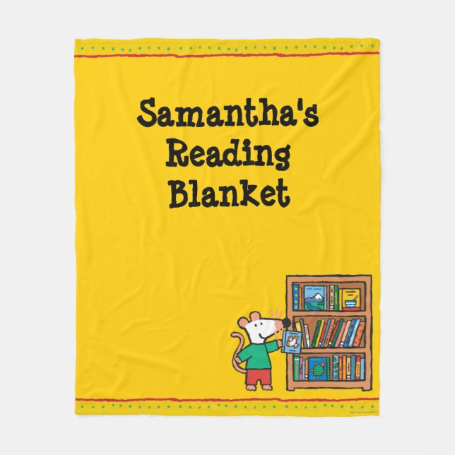 Maisy and a Bookshelf of Books Fleece Blanket (Front)