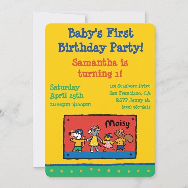 Maisy and Best Friends Hold Hands Invitation (Front)