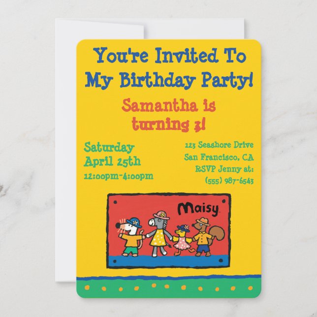 Maisy and Best Friends Hold Hands Invitation (Front)
