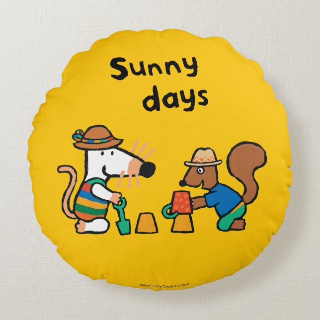 Maisy and Cyril Build a Sand Castle Round Cushion (Front)