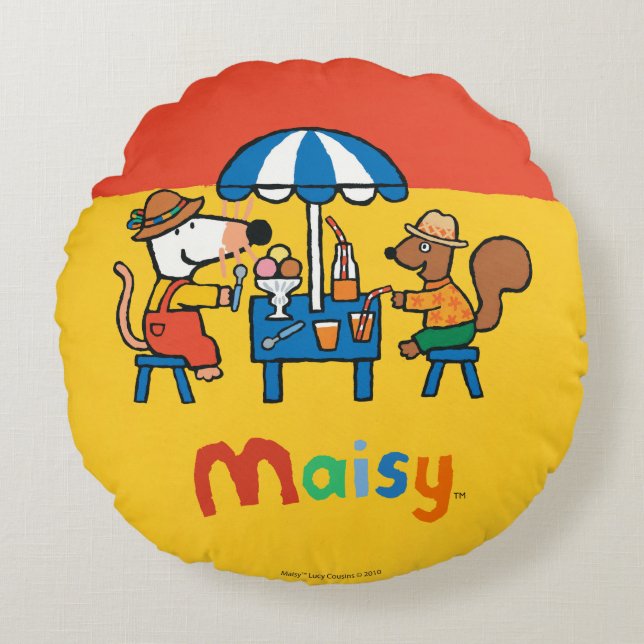 Maisy and Cyril Snacktime at the Beach Round Cushion (Front)