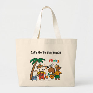 Maisy and Cyril with Palm Tree at the Beach Large Tote Bag