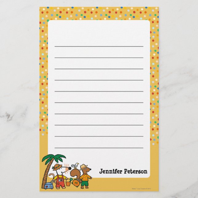 Maisy and Cyril with Palm Tree at the Beach Stationery (Front)