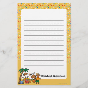 Maisy and Cyril with Palm Tree at the Beach Stationery