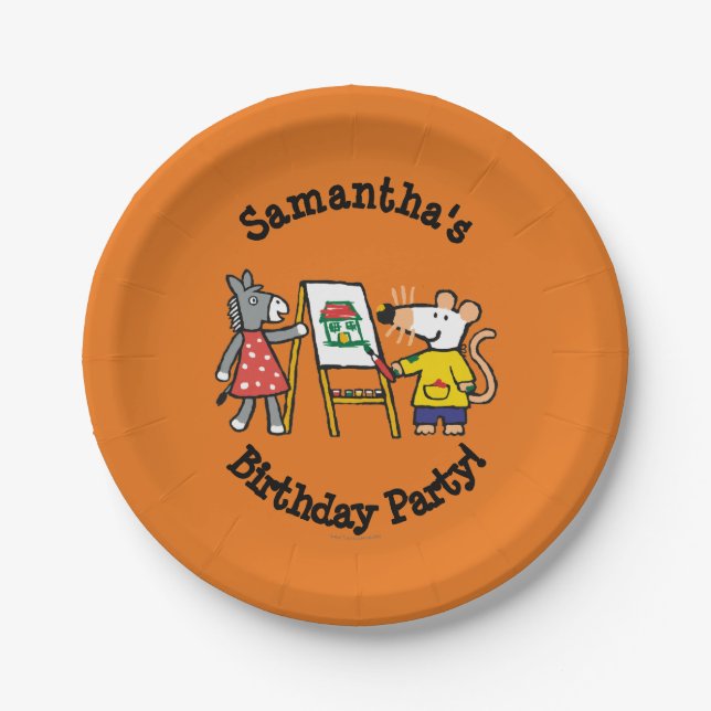 Maisy and Dotty Paint at Preschool Paper Plate (Front)