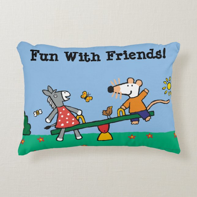 Maisy and Dotty Seesaw at the Playground Decorative Cushion (Front)