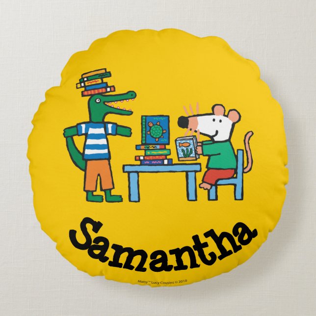 Maisy and Friends Enjoy the Library Round Cushion (Front)