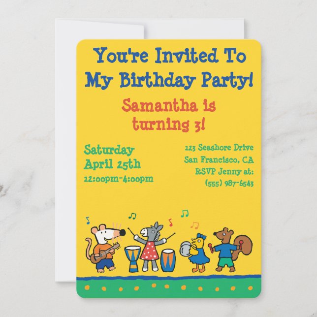 Maisy and Friends Play in the Band Invitation (Front)