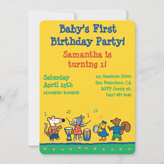 Maisy and Friends Play in the Band Invitation (Front)