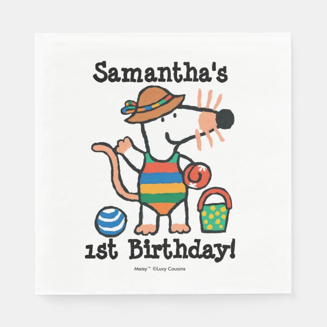 Maisy at the Beach Birthday Napkin (Front)