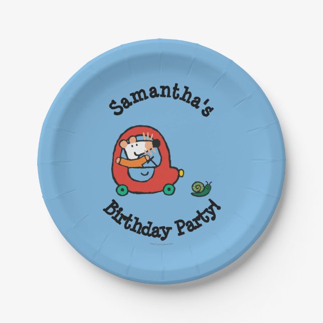 Maisy Drives a Cute Red Car Paper Plate (Front)