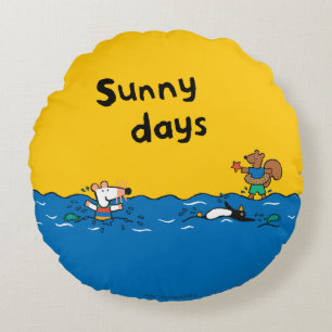 Maisy Goes Swimming at the Beach Round Cushion