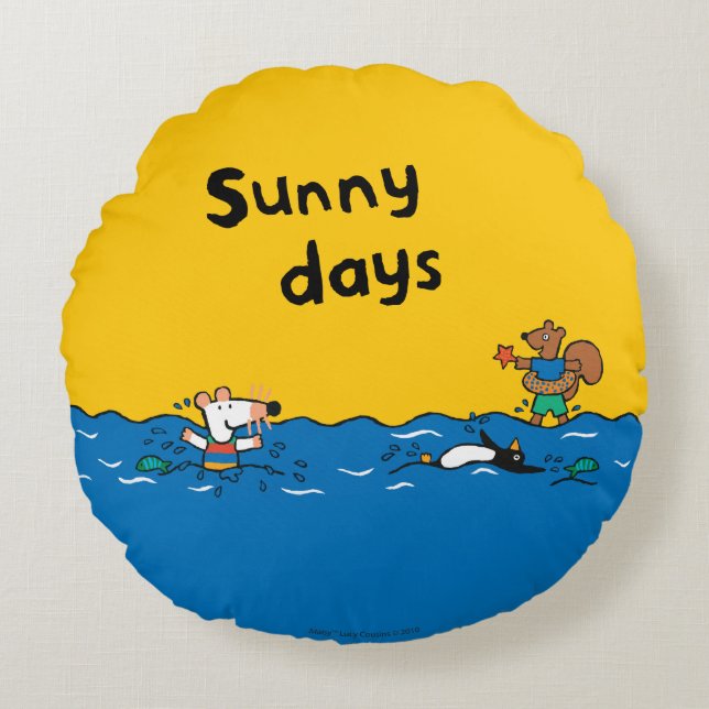 Maisy Goes Swimming at the Beach Round Cushion (Front)