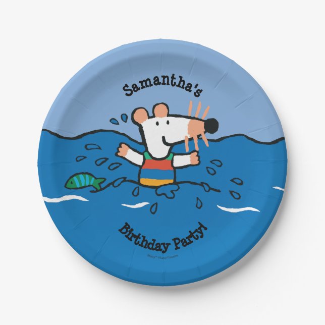 Maisy Goes Swimming Birthday Paper Plate (Front)