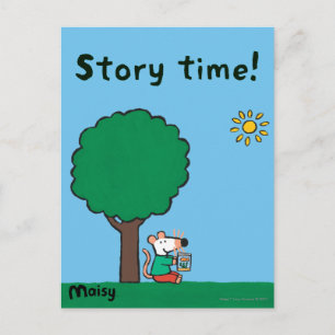 Maisy Reads Her Library Book Outside Postcard