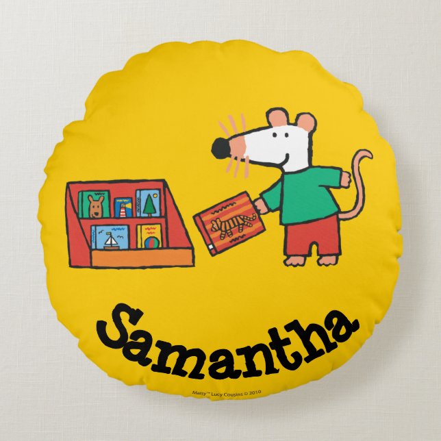 Maisy with Library Books Round Cushion (Front)