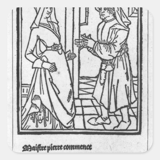 Maitre Pathelin and Guillemette Square Sticker (Front)