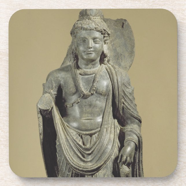 Maitreya, Gandhara (grey schist) Coaster (Front)