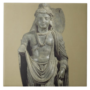 Maitreya, Gandhara (grey schist) Tile