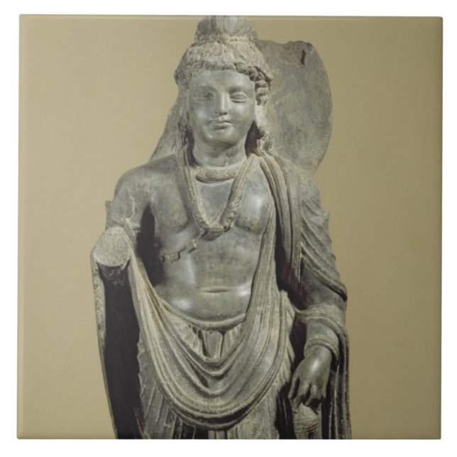 Maitreya, Gandhara (grey schist) Tile (Front)