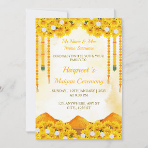 Maiyan Ceremony Invitation Card, Haldi Card