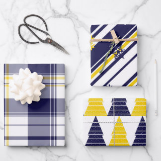 Maize and Blue gift wrapping 3-pack  Paper Sheet