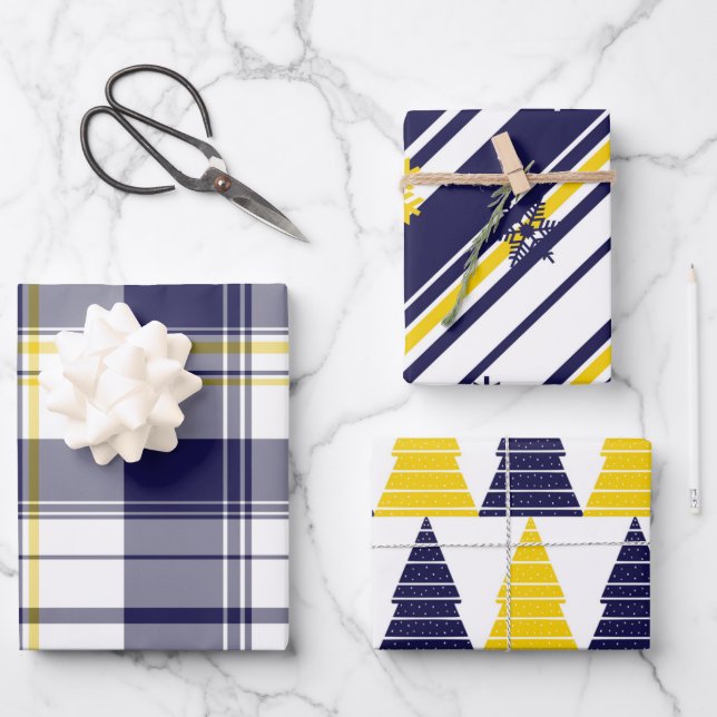 Maize and Blue gift wrapping 3-pack  Paper Sheet (Front)