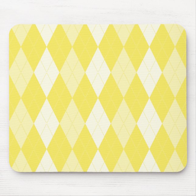 Maize Yellow Argyle Pale Gold Small Diamond Shape Mouse Mat (Front)