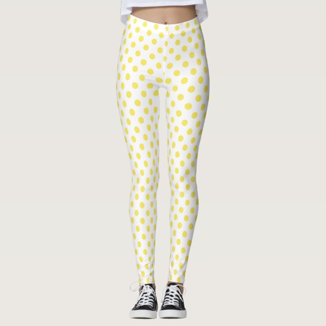 Maize Yellow Polka Dots Circles Leggings (Front)