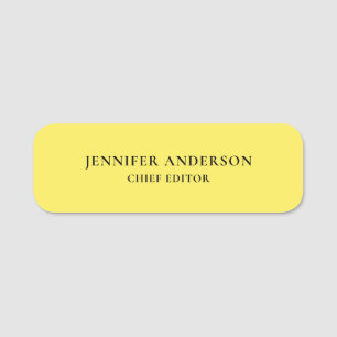 Maize Yellow Professional Modern Plain Minimalist Name Tag