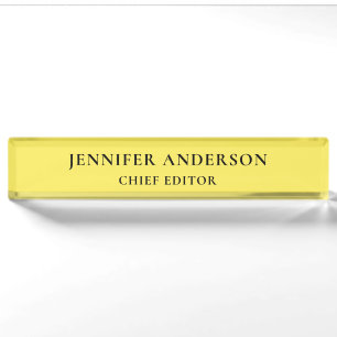 Maize Yellow Professional Modern Plain Minimalist Nameplate