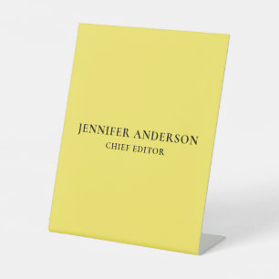 Maize Yellow Professional Modern Plain Minimalist Pedestal Sign