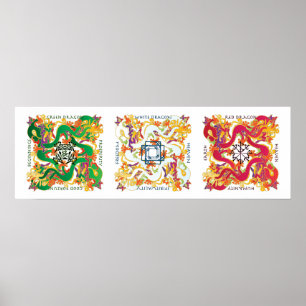 Maj Jongg Dragons Poster