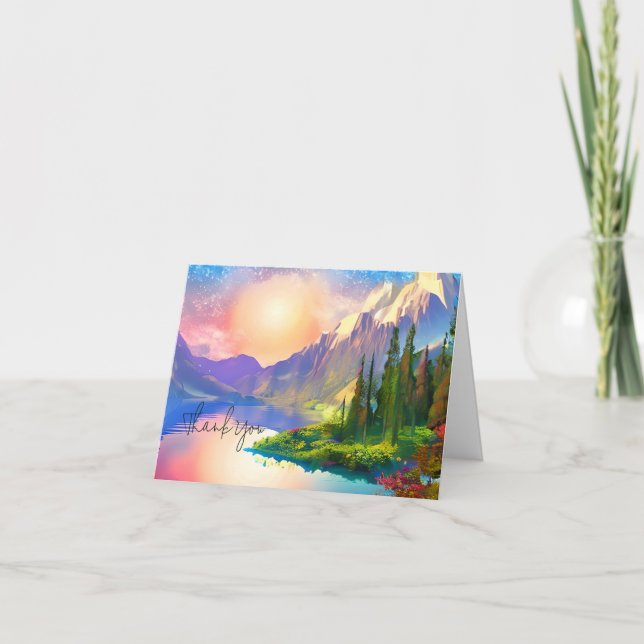 Majectic watercolor mountain lake customisable card (Front)