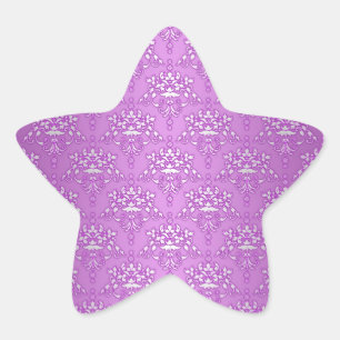 Majenta Purple Victorian Damask Star Sticker
