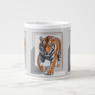Majestic 3D Tiger Illustration Hyper-Realistic Large Coffee Mug