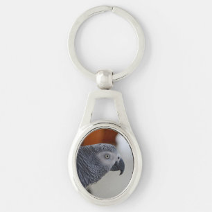 Majestic African Grey Parrot Key Ring