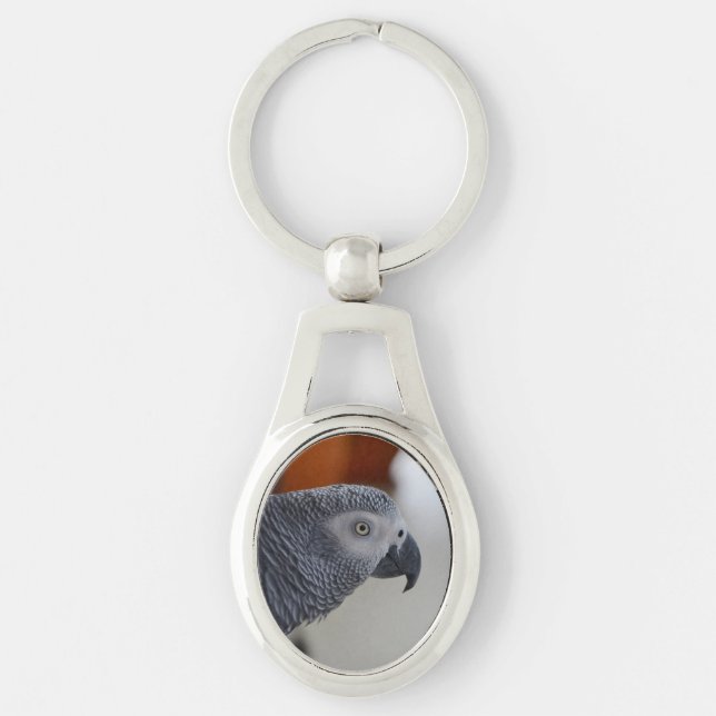 Majestic African Grey Parrot Key Ring (Front)