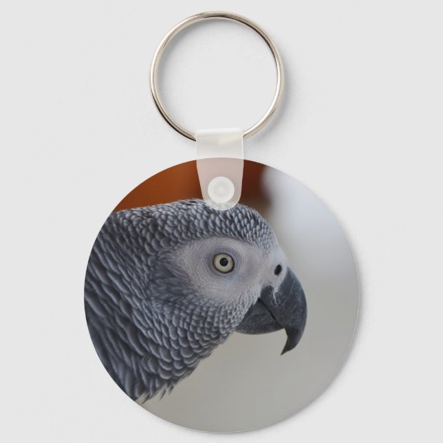 Majestic African Grey Parrot Keychain (Front)