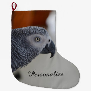 Majestic African Grey Parrot Large Christmas Stocking