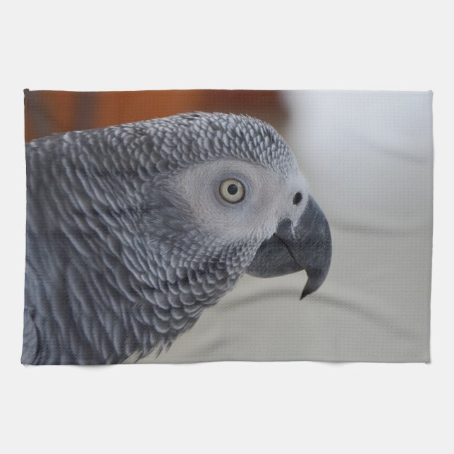 Majestic African Grey Parrot Tea Towel (Horizontal)