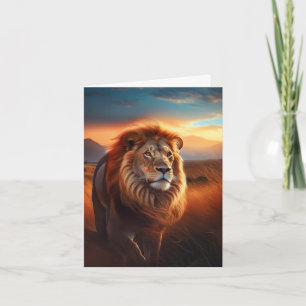 Majestic African Lion in a Serengeti Sunset Note Card